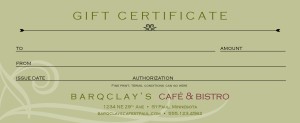 Customize Cafe Gift Certificate