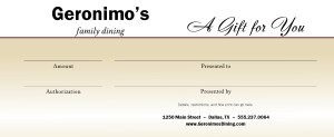 Customize American Food Gift Certificate