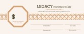 Sandwich Shop Gift Certificate