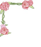 Stylized Pink Roses with Vines Corner