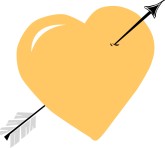 Gold Heart Pierced by Arrow