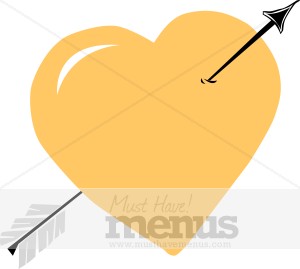Gold Heart Pierced by Arrow