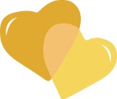 Two Gold Love Hearts