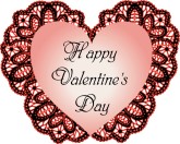 Happy Valentine's Day Pink Heart with Dark Lace