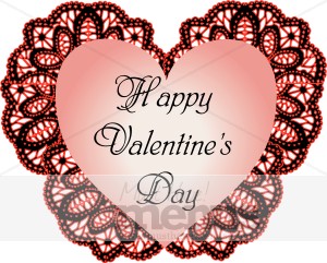 Happy Valentine's Day Pink Heart with Dark Lace