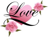 Love Elegant Script with Heart and Roses