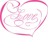 Magenta Love Ribbon Script in Heart
