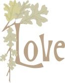Love Typography with Oak Leaves