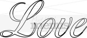 Outline Script Black and White Love