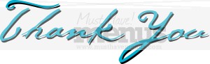 Handwritten Thank You Aqua with Drop Shadow