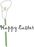 Happy Easter Curl Text with White Lily