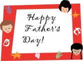 Father's Day Card with Children and Symbols