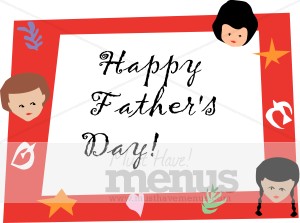 Father's Day Card with Children and Symbols
