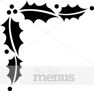 Black and White Holly Trim | Christmas Menu Borders