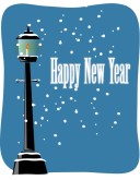 Happy New Year with Snowy Lamppost