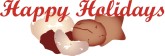 Happy Holidays Red Script with Xmas Cookies