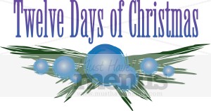 Twelve Days of Christmas Wording with Bulbs and Boughs