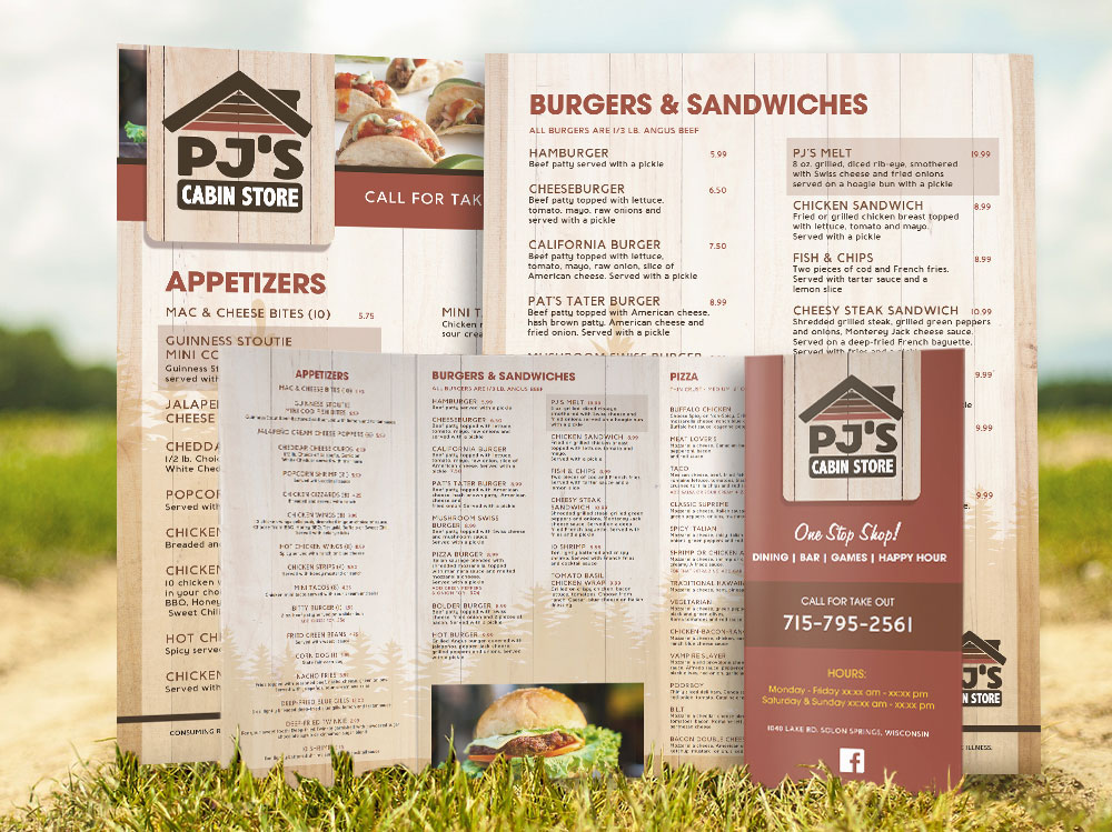 Graphic Design for dine-in, takeout burger menus