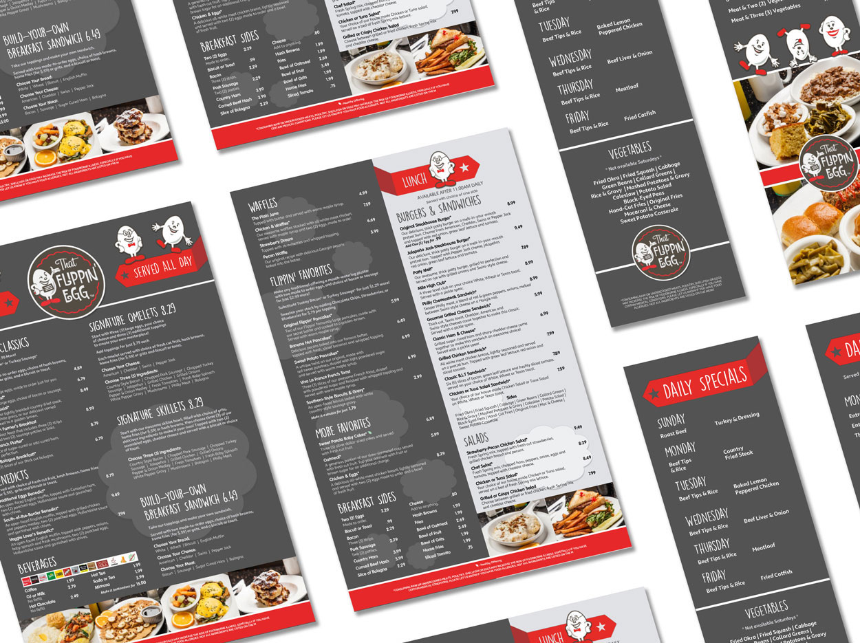 Graphic Design for dine-in and takeout breakfast menus