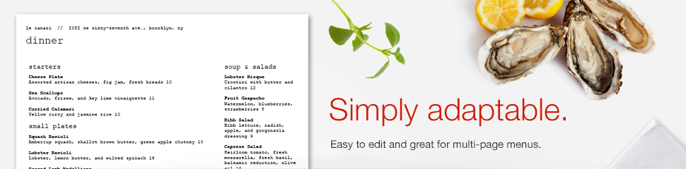 simple menu design