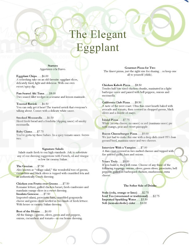 Subtle Pastel Rings Menu | page 1
