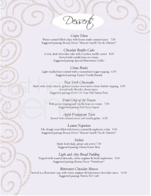 Lavender Swirls Dessert Menu