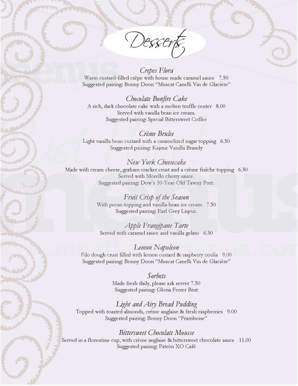 Lavender Swirls Dessert Menu | page 1