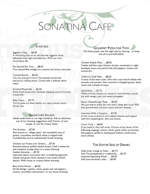 Spring Silhouettes Menu | page 1