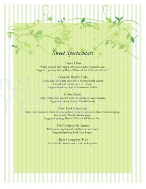 Striped Green Tangle Dessert Menu