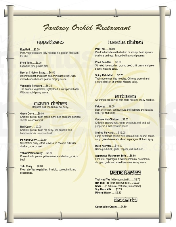 Thai Bamboo Menu | page 1