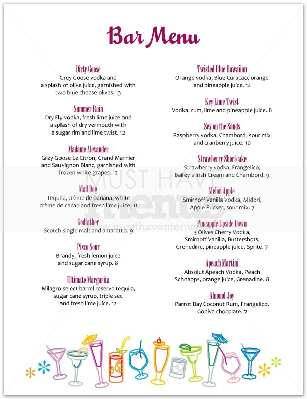Outlined Cocktails Bar Menu | page 1