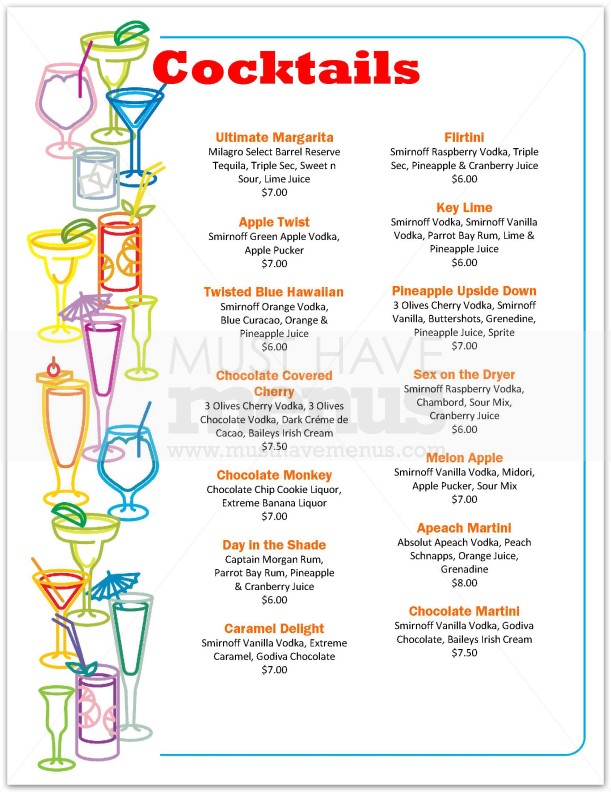 Archive Cocktails Menu | page 1