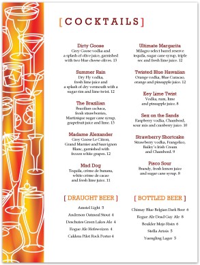 Fun Cocktail Menu