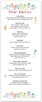 Drinks 2 for 1 Print and Cut Menu