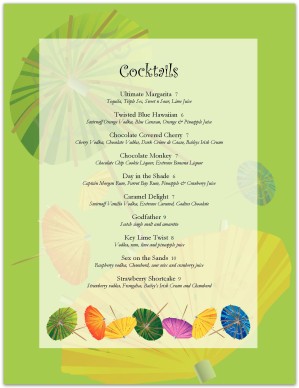 Cocktail Umbrella Specials Menu