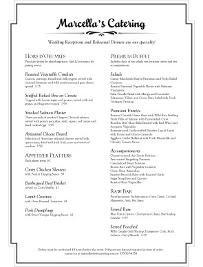 catering menus templates