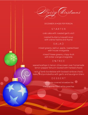 customize christmas dinner menu template