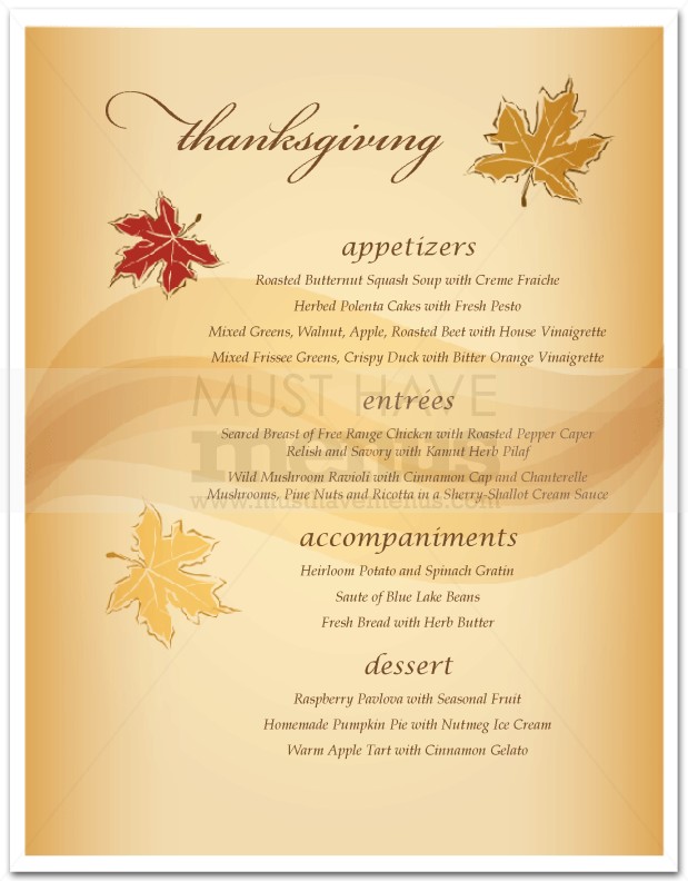 Autumn Breezes Menu | page 1