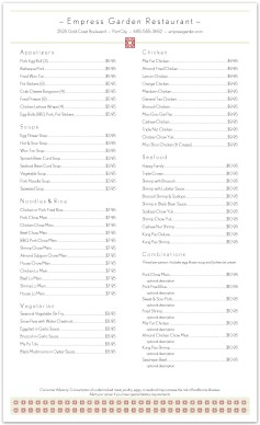 Chinese Restaurant Menu