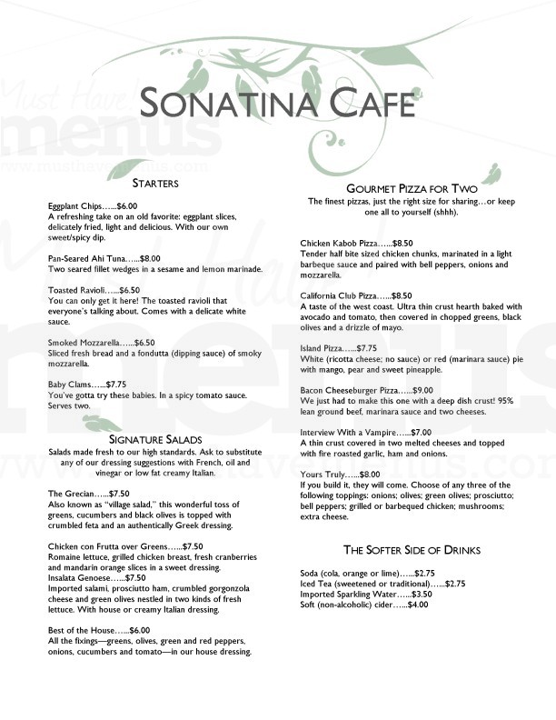 Leafy Cafe Menu | page 1