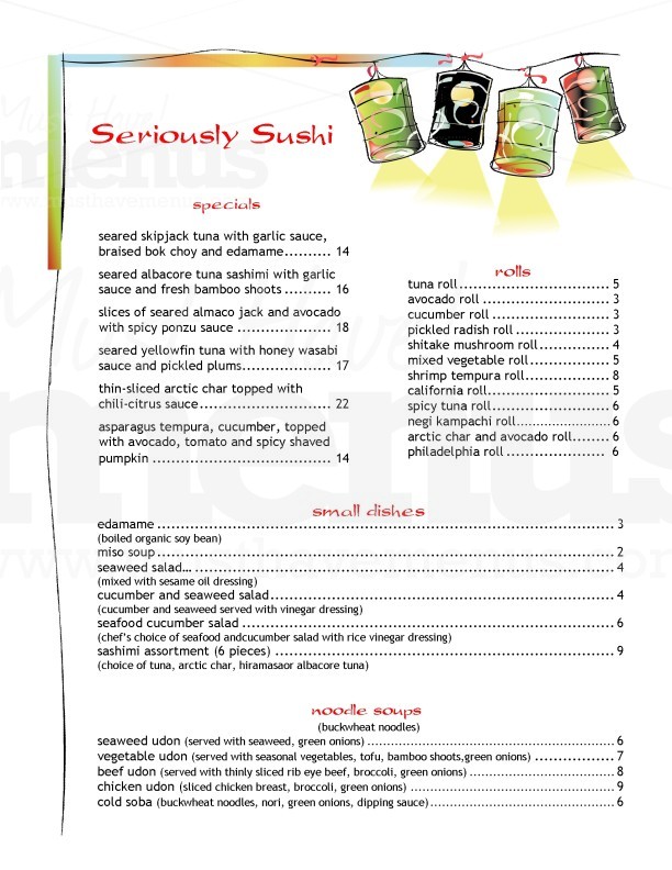 Seasonal Sushi Menu | page 1