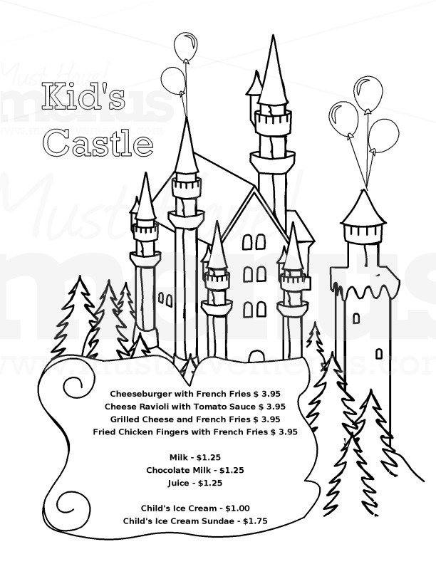 Castle Coloring Menu | page 1