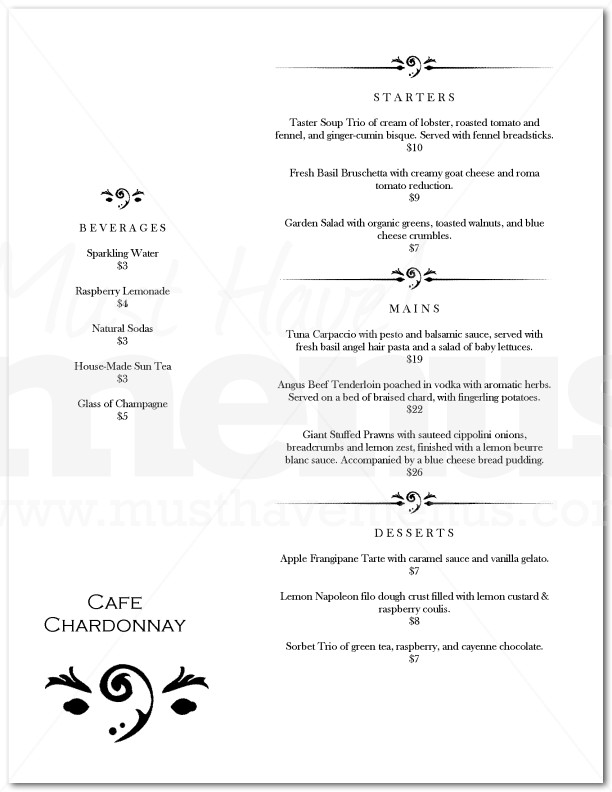Fine Dining Menu | page 1