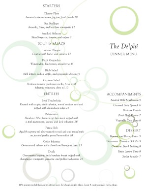 fine dining restaurant menu template
