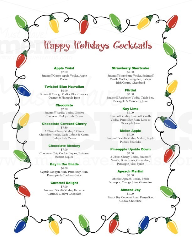 Holidays Bar Menu | page 1