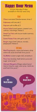 Happy Hour 2 for 1 Menu