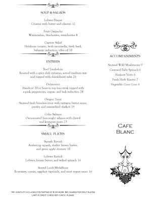 service menu template