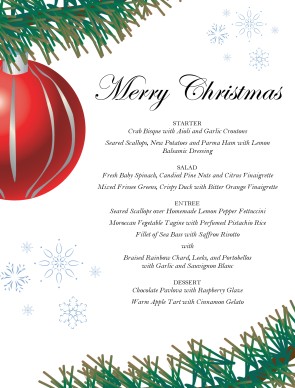 red ornament christmas menu christmas menus free blank christmas menu templates