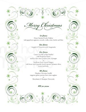 Green Swirls Christmas Menu