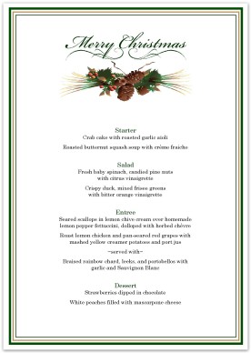 Simple Setting Christmas Menu